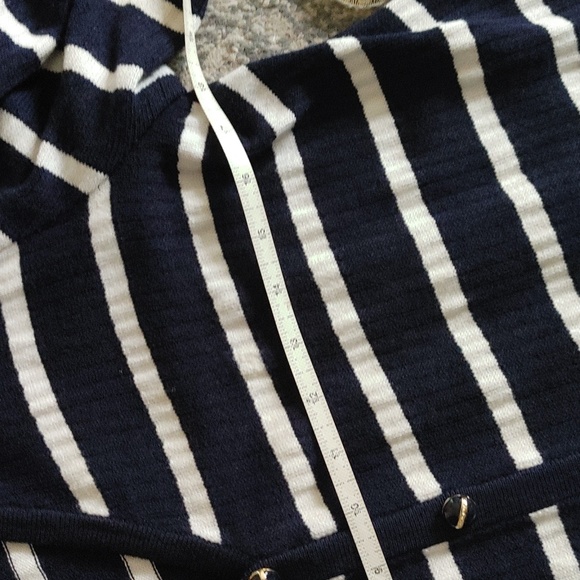 ST. JOHN Sport Nautical Vneck cardigan striped sweater M lightweight - Picture 5 of 17